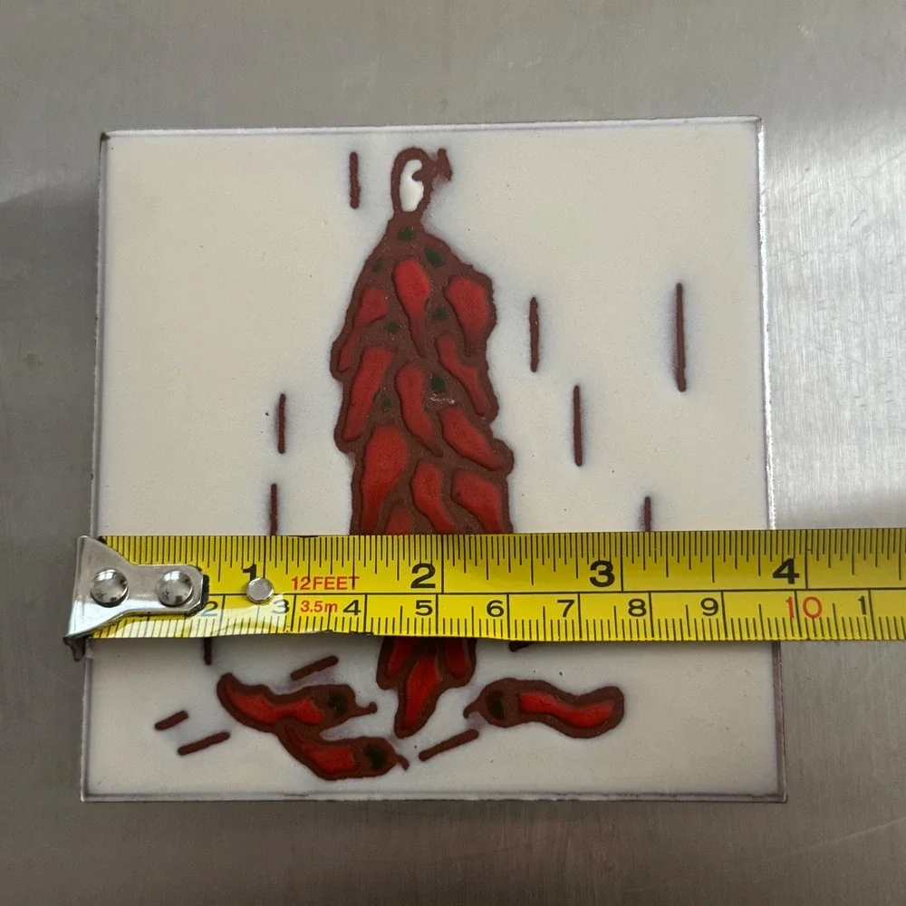 Vintage Italian Cottoveneto Red‎ Chili Pepper Ceramic Tile Coaster Set of 4
